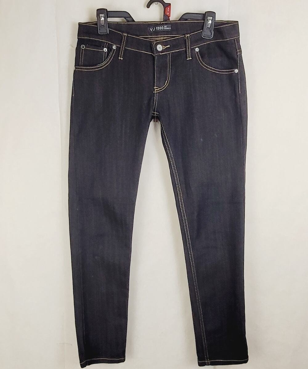 VJ Jeans 1980 Freedom Style black contrast stitch bow pocket straight jeans 32